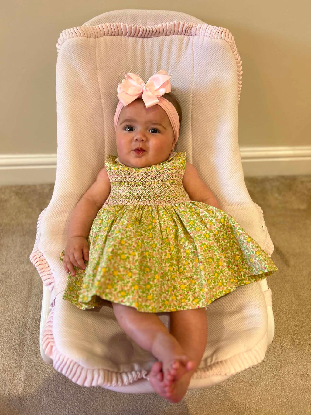 Yellow sleeveless floral dress