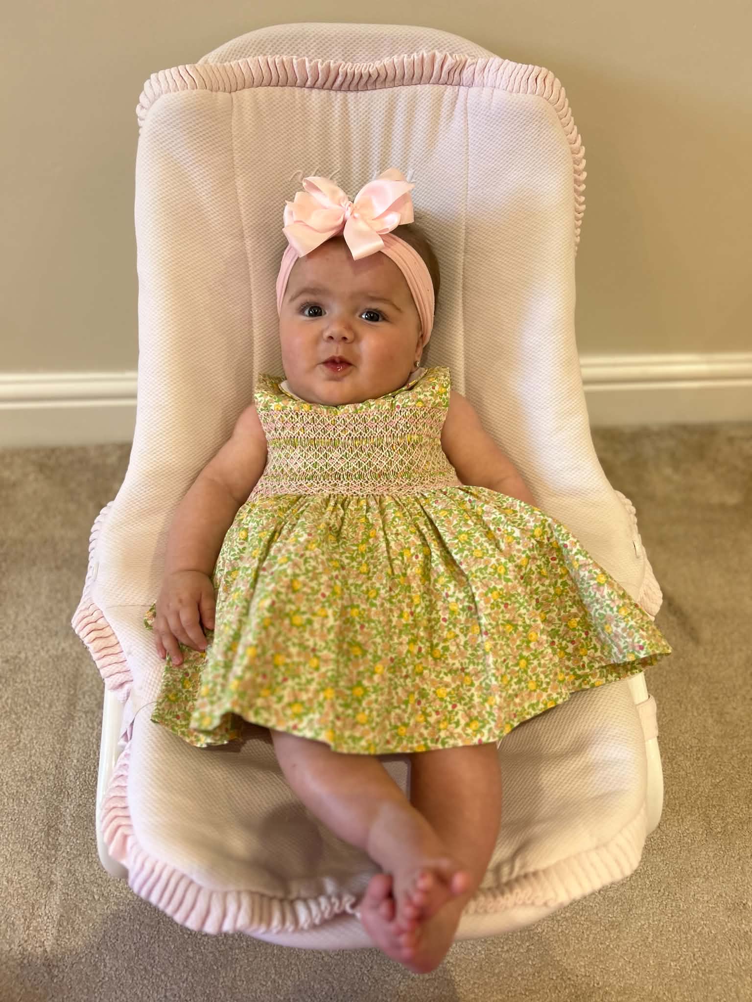 Yellow sleeveless floral dress