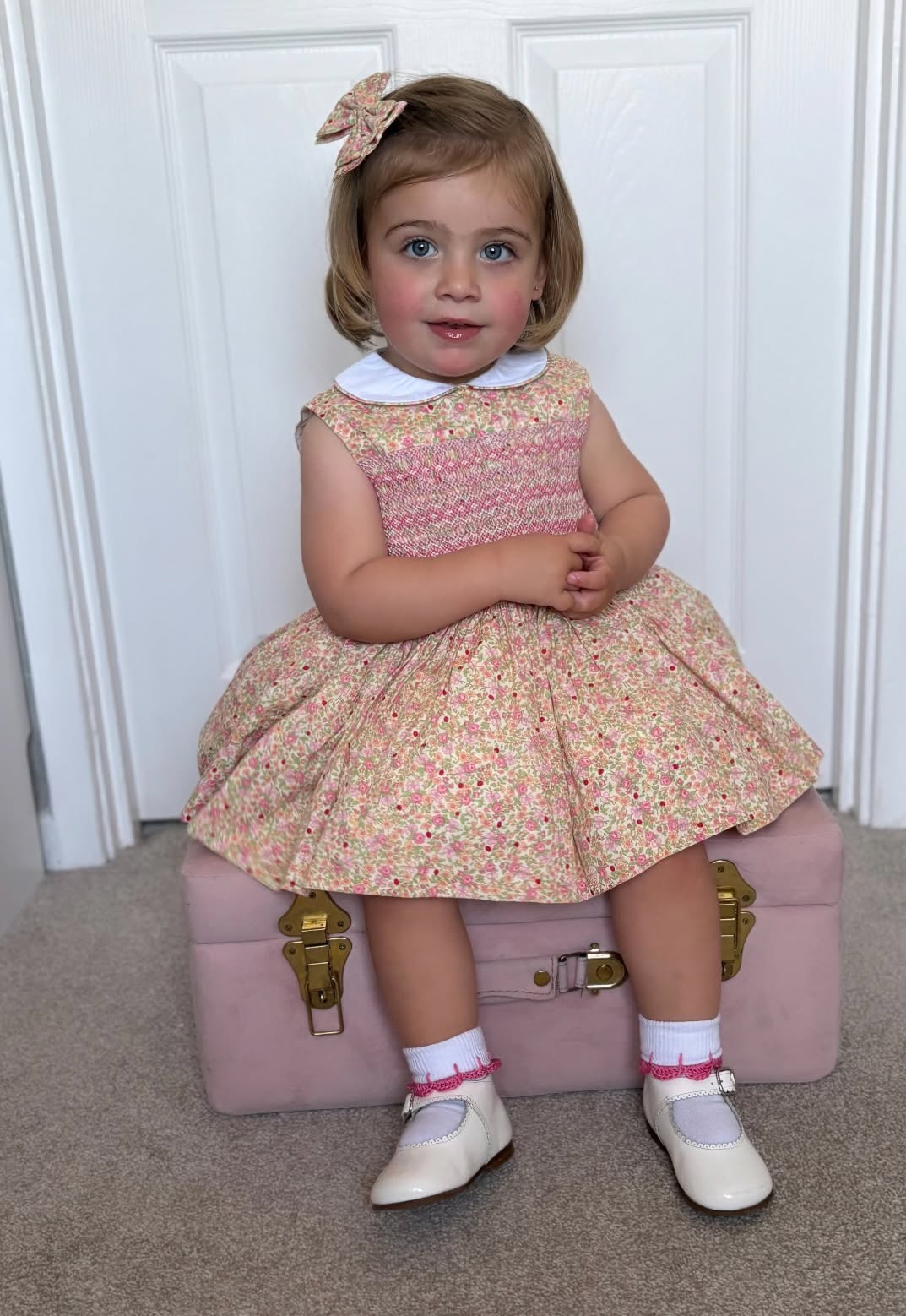 Peach Floral sleeveless dress