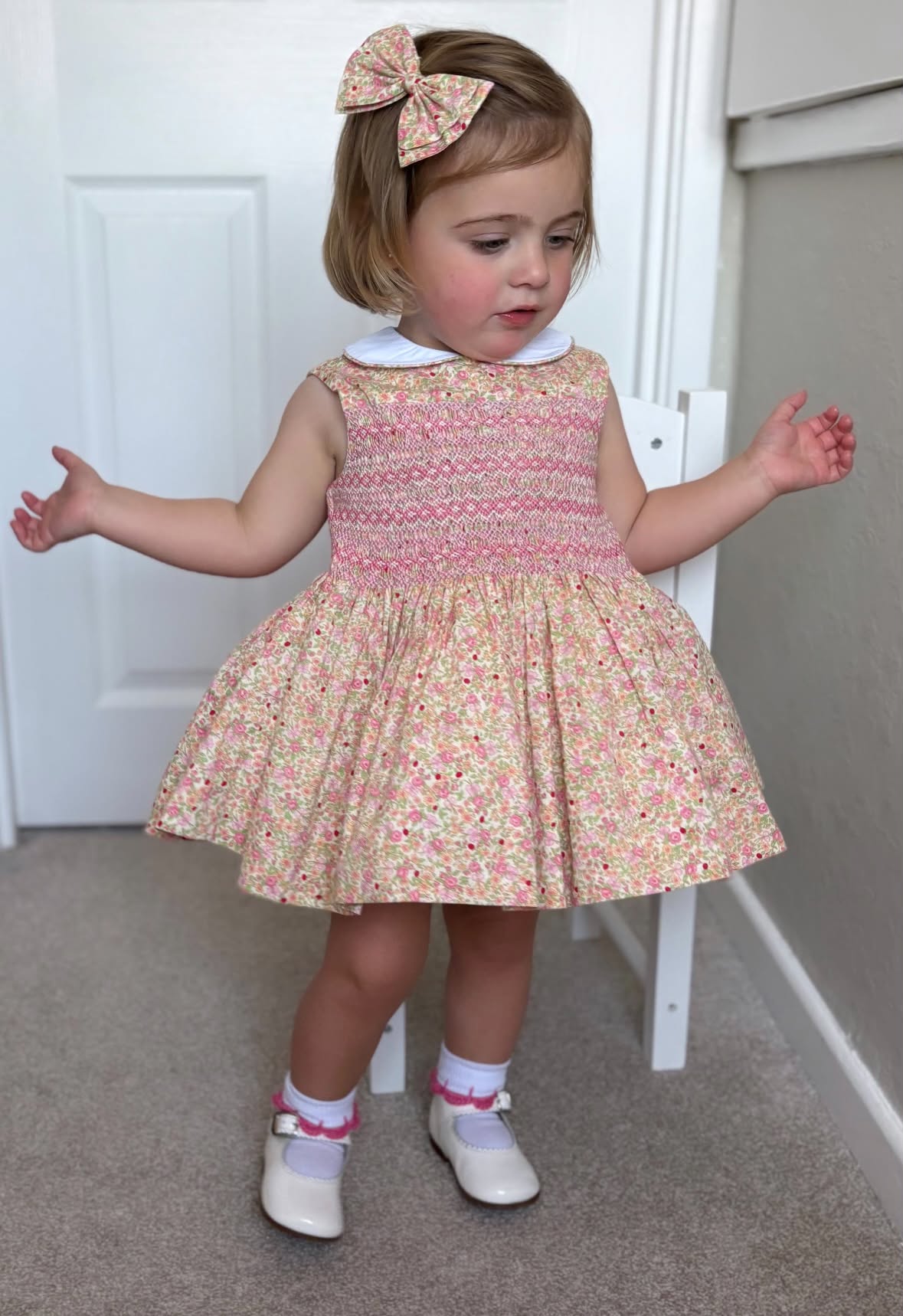 Peach Floral sleeveless dress