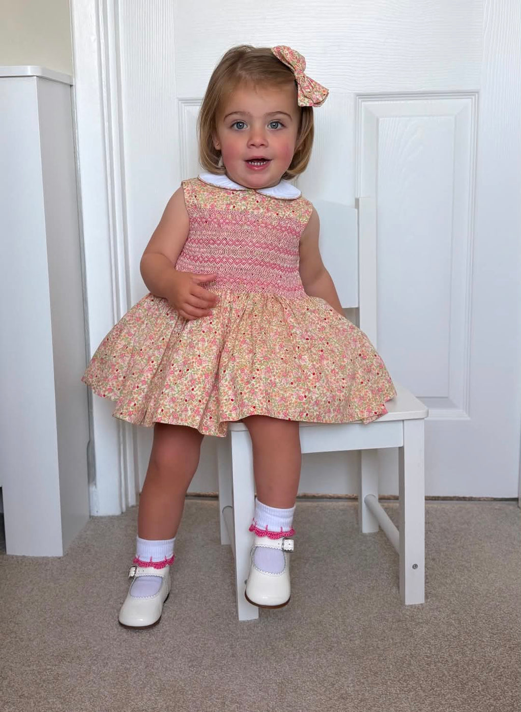 Peach Floral sleeveless dress