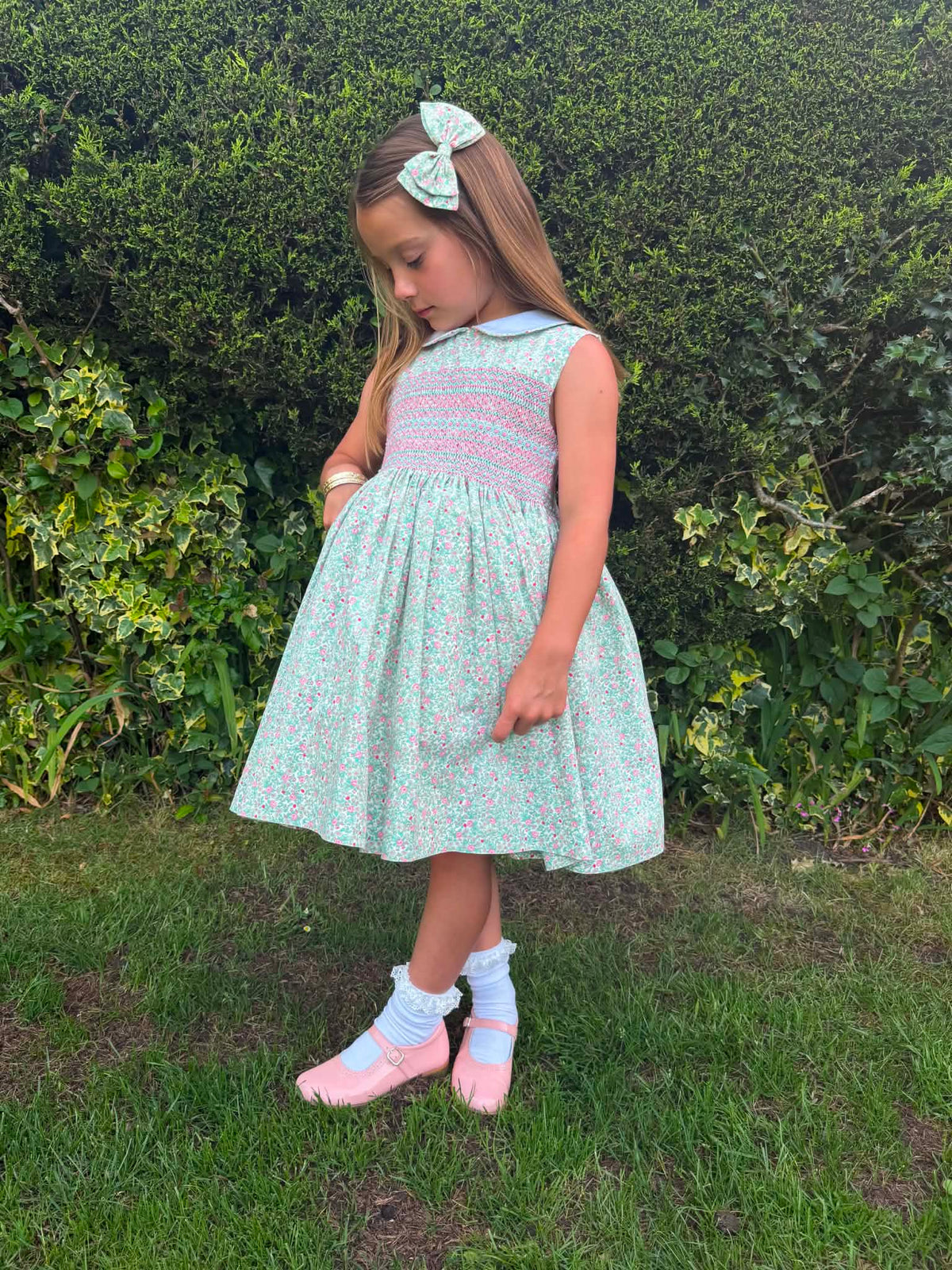 Mint floral sleeveless dresses