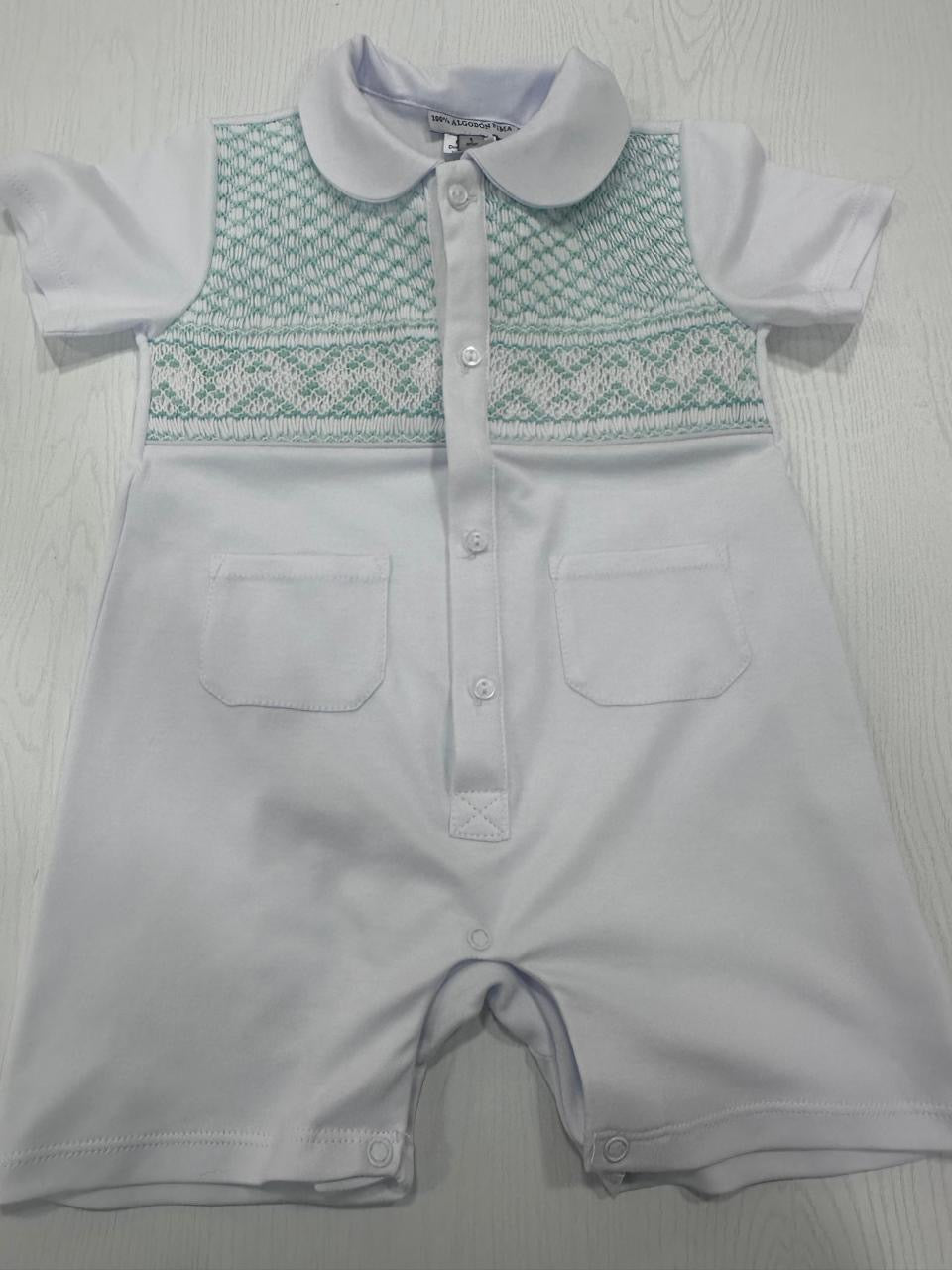 Boys white Pima romper