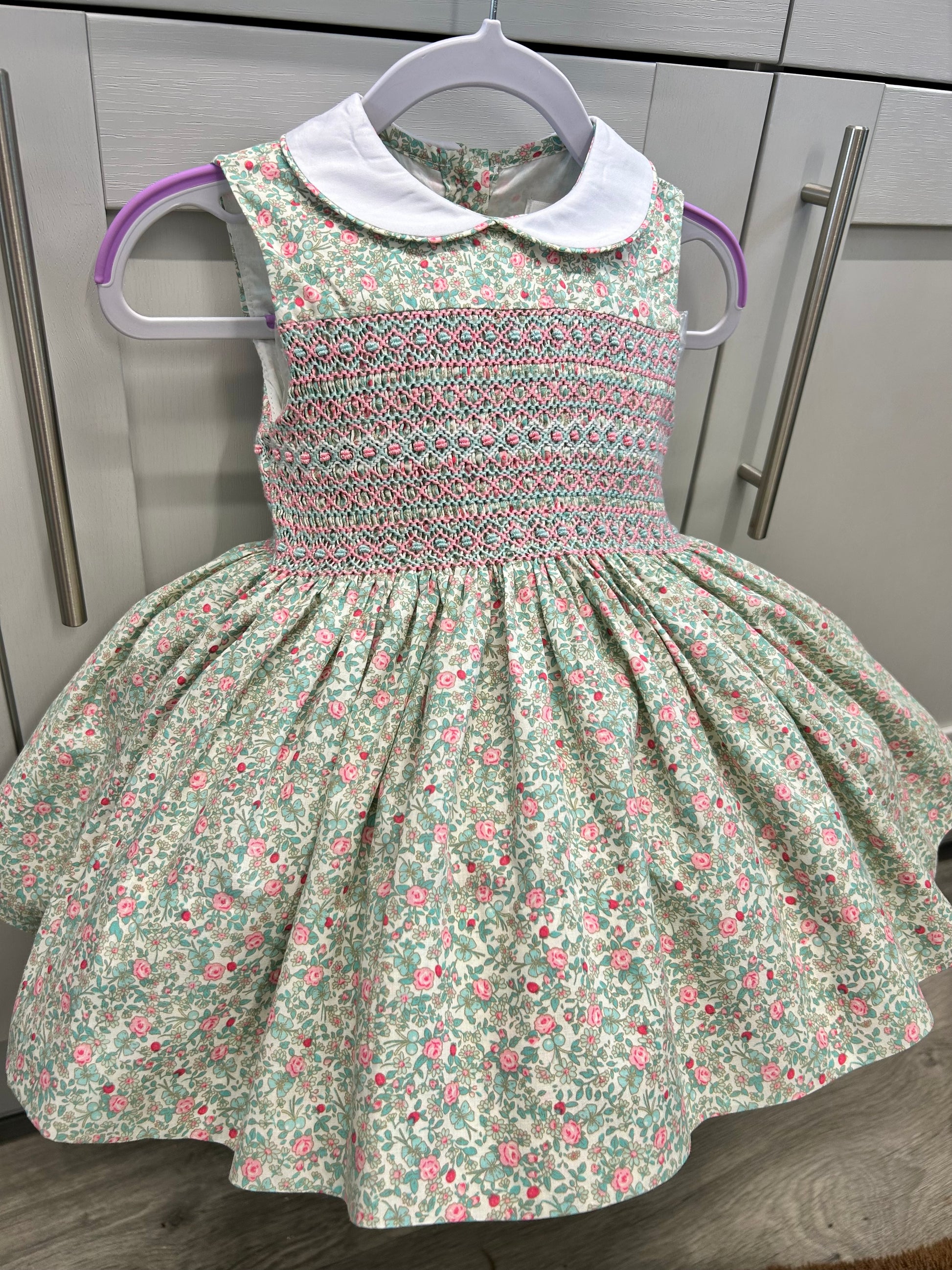 Mint floral sleeveless dresses