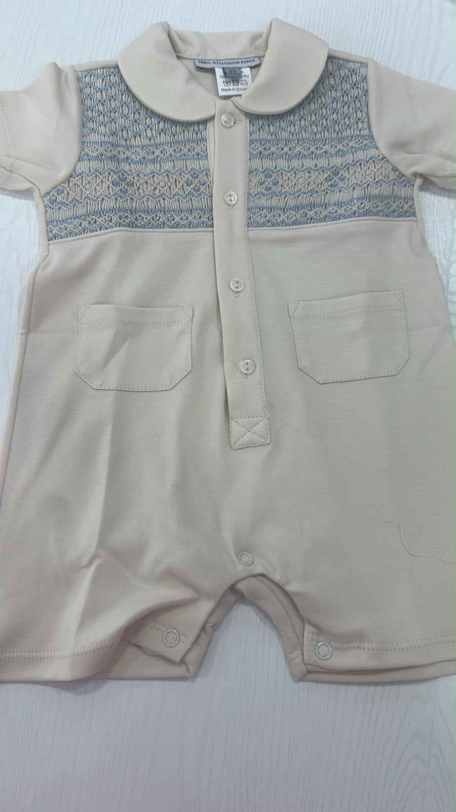 Boys cream Pima Romper