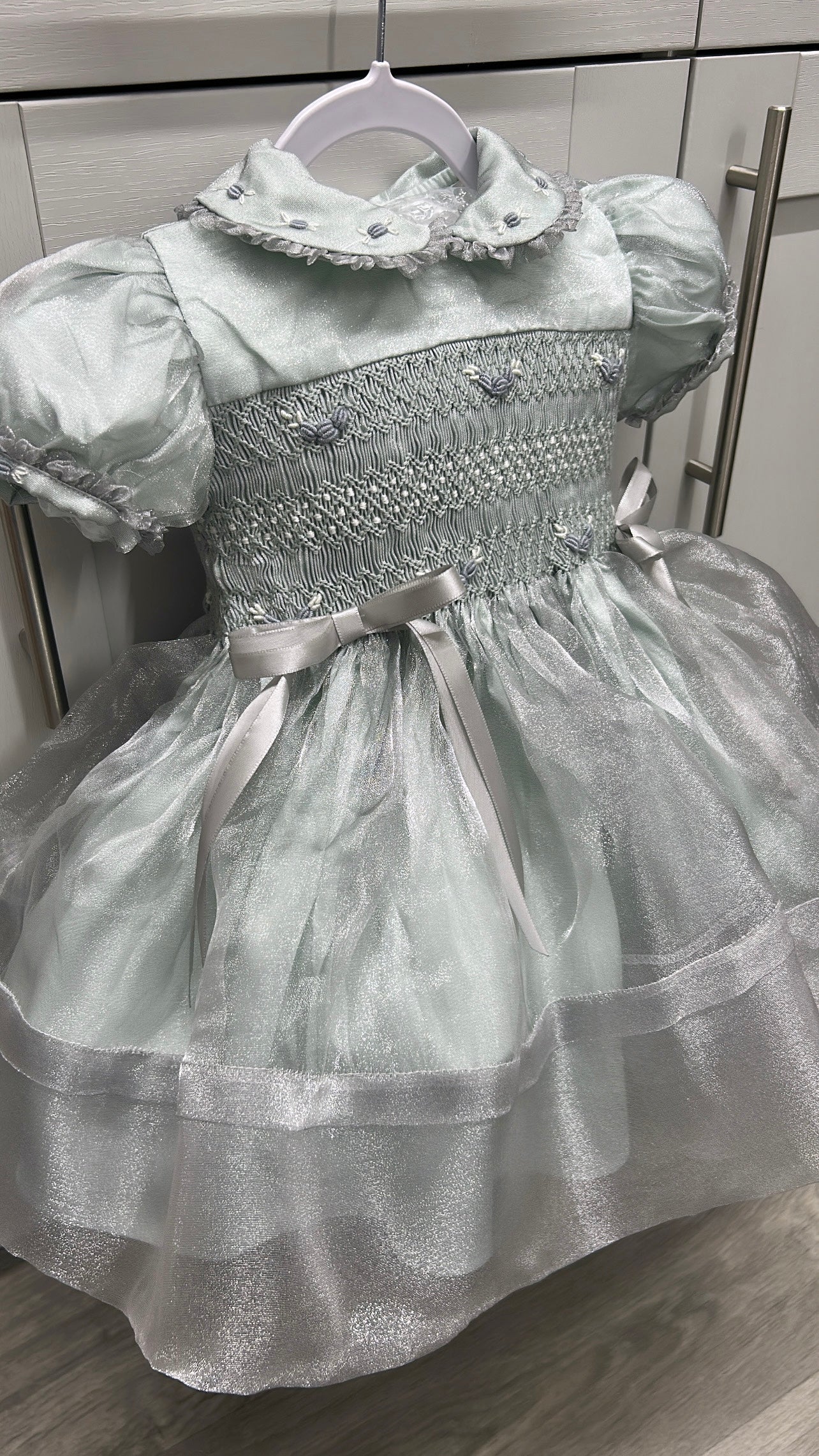 Silver organza dress