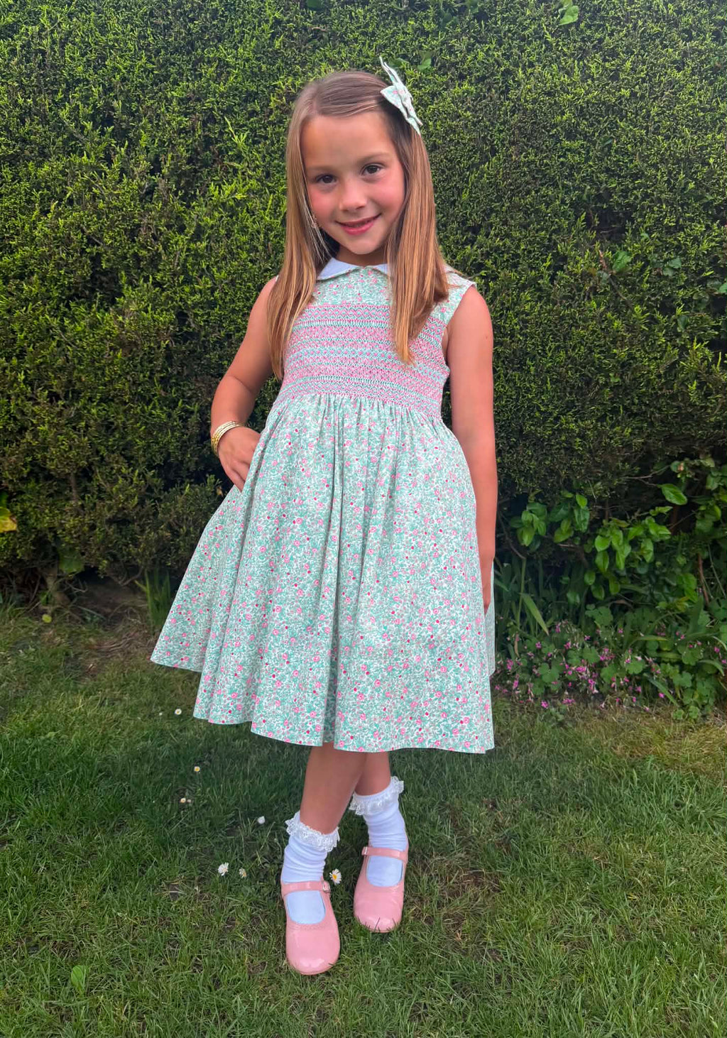 Mint floral sleeveless dresses