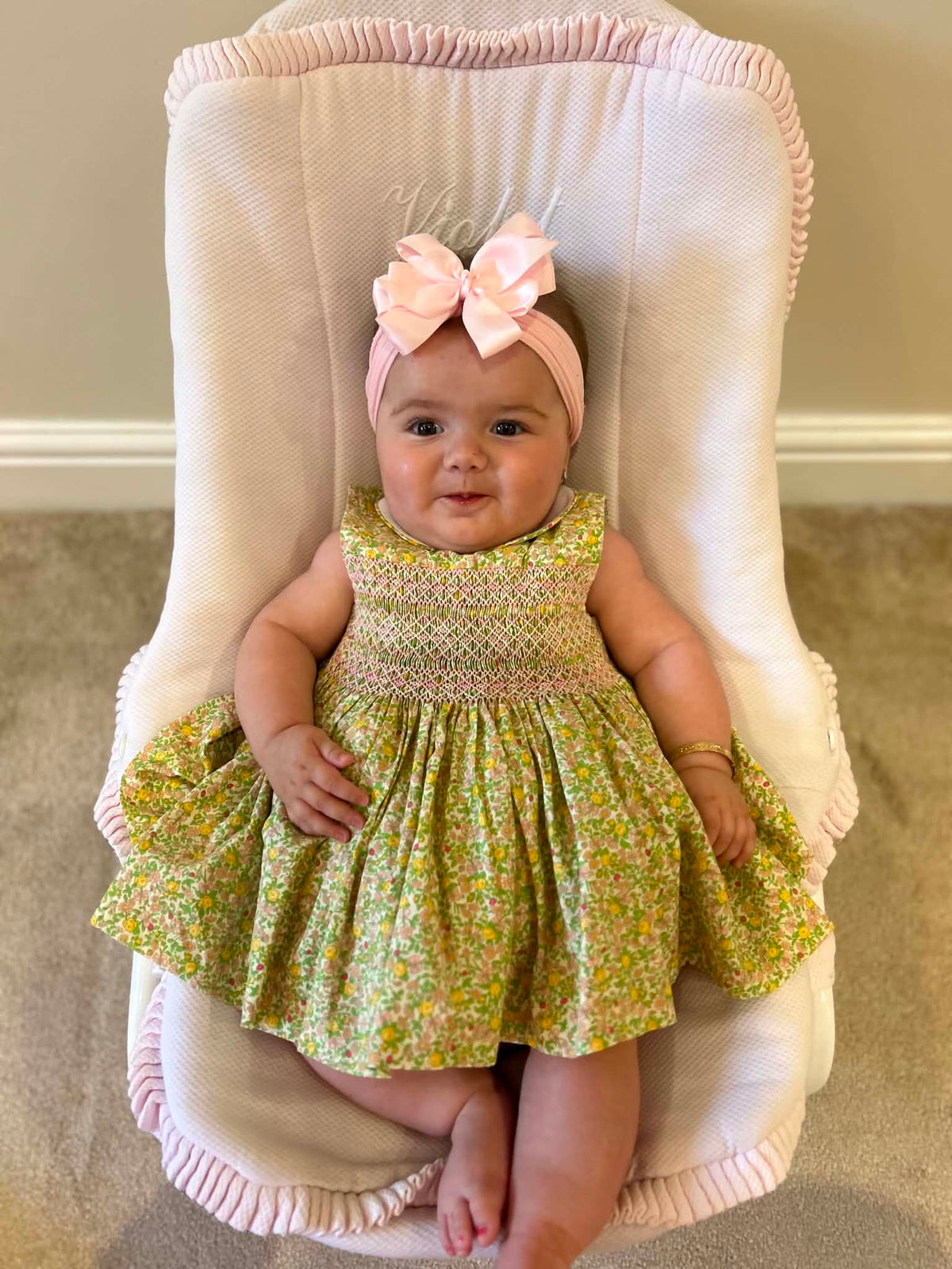 Yellow sleeveless floral dress