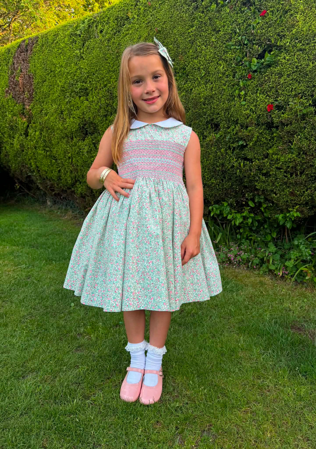 Mint floral sleeveless dresses